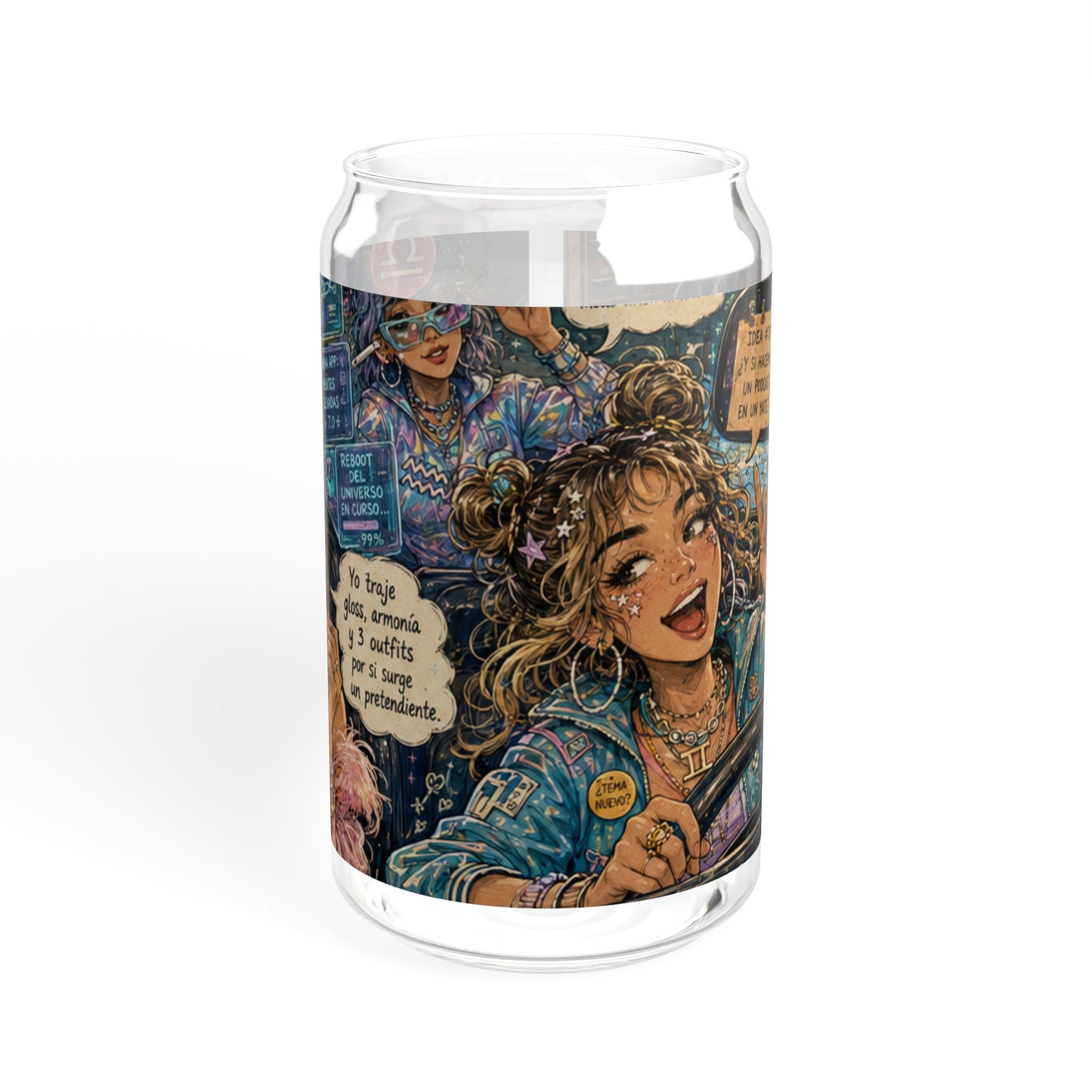 Zodiac Air Signs 16oz Sipper Glass — Roadtrip & Caribbean Vibes (Iced Coffee, Tea, Green Life)