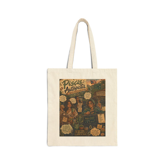 Zodiac Roadtrip Cotton Canvas Tote — Taurus Virgo Capricorn Boricua Design