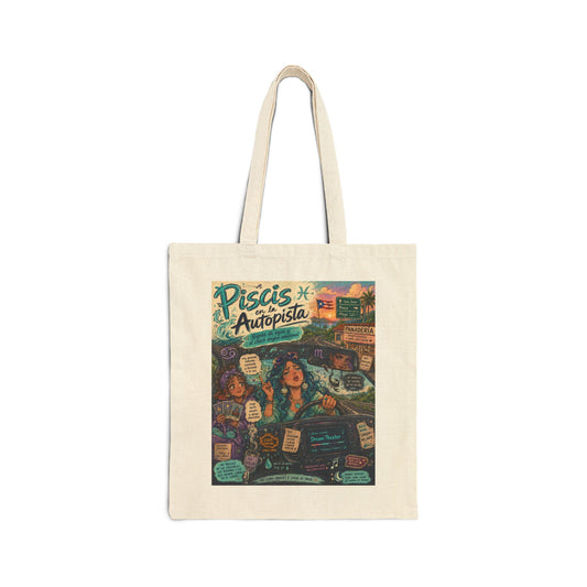 Water Signs Zodiac Cotton Canvas Tote — Pisces, Cancer & Scorpio Roadtrip/Beach Bag