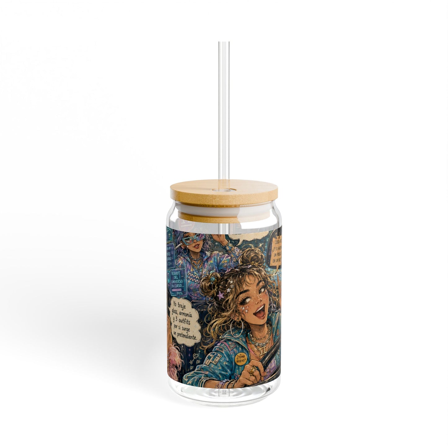 Zodiac Air Signs 16oz Sipper Glass — Roadtrip & Caribbean Vibes (Iced Coffee, Tea, Green Life)
