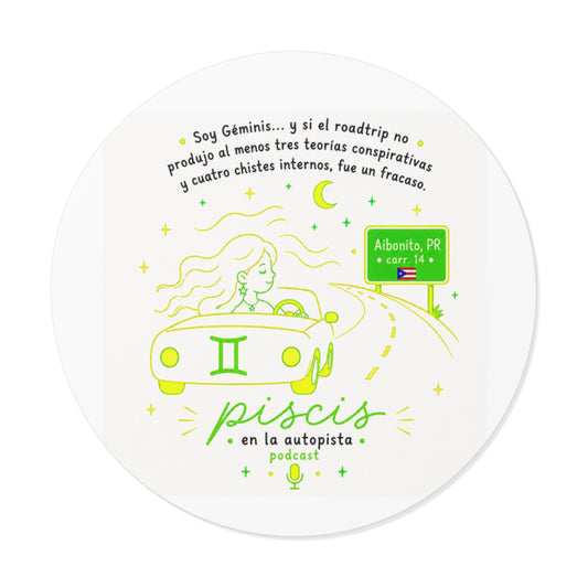 Round Vinyl Sticker — “Piscis en la Autopista” Astrology Podcast Design