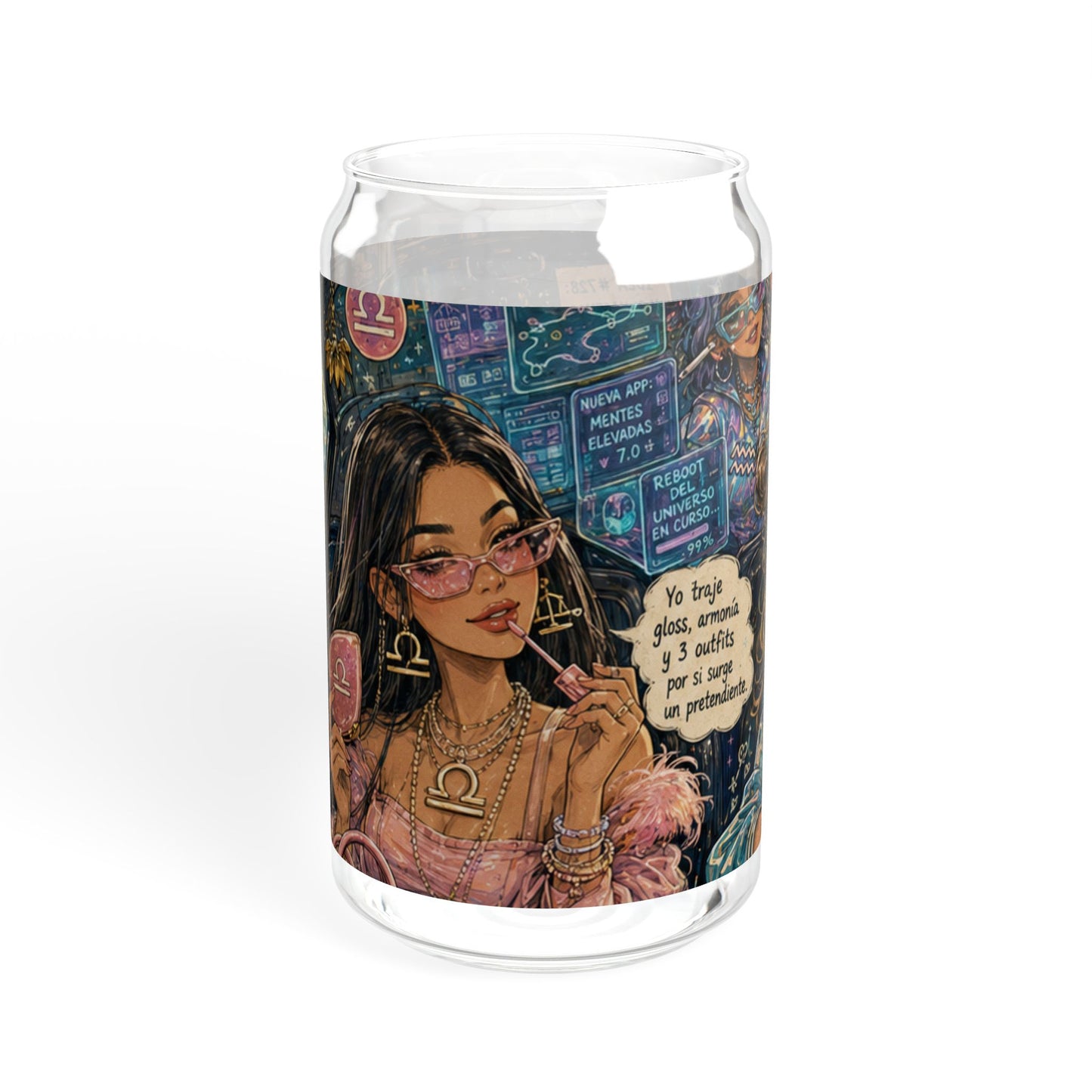 Zodiac Air Signs 16oz Sipper Glass — Roadtrip & Caribbean Vibes (Iced Coffee, Tea, Green Life)