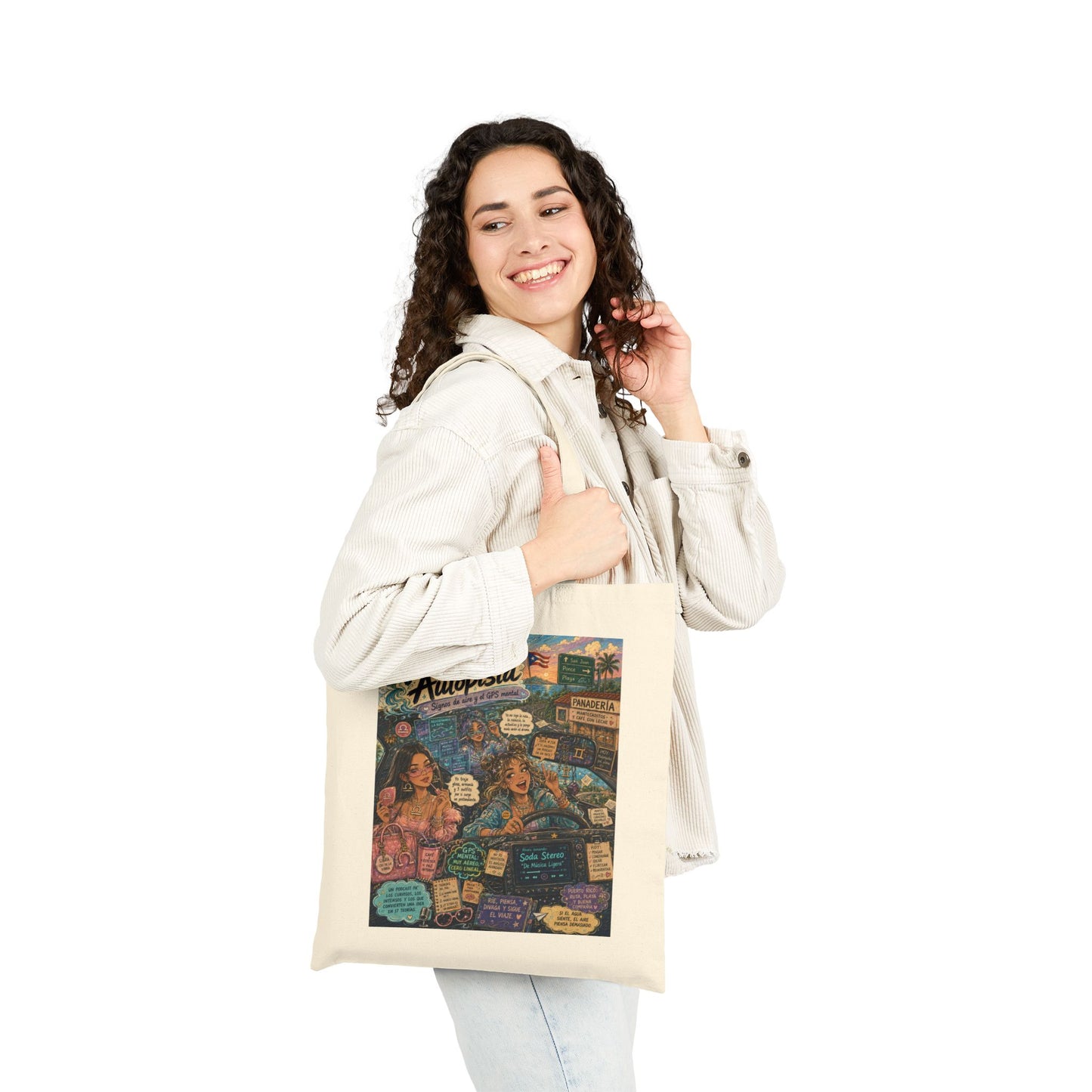 Zodiac Air Signs Roadtrip Cotton Tote — Boricua Ocean & Mountain Camping Design