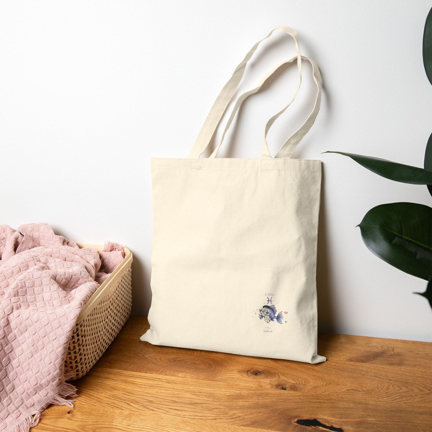 Water Signs Zodiac Cotton Canvas Tote — Pisces, Cancer & Scorpio Roadtrip/Beach Bag