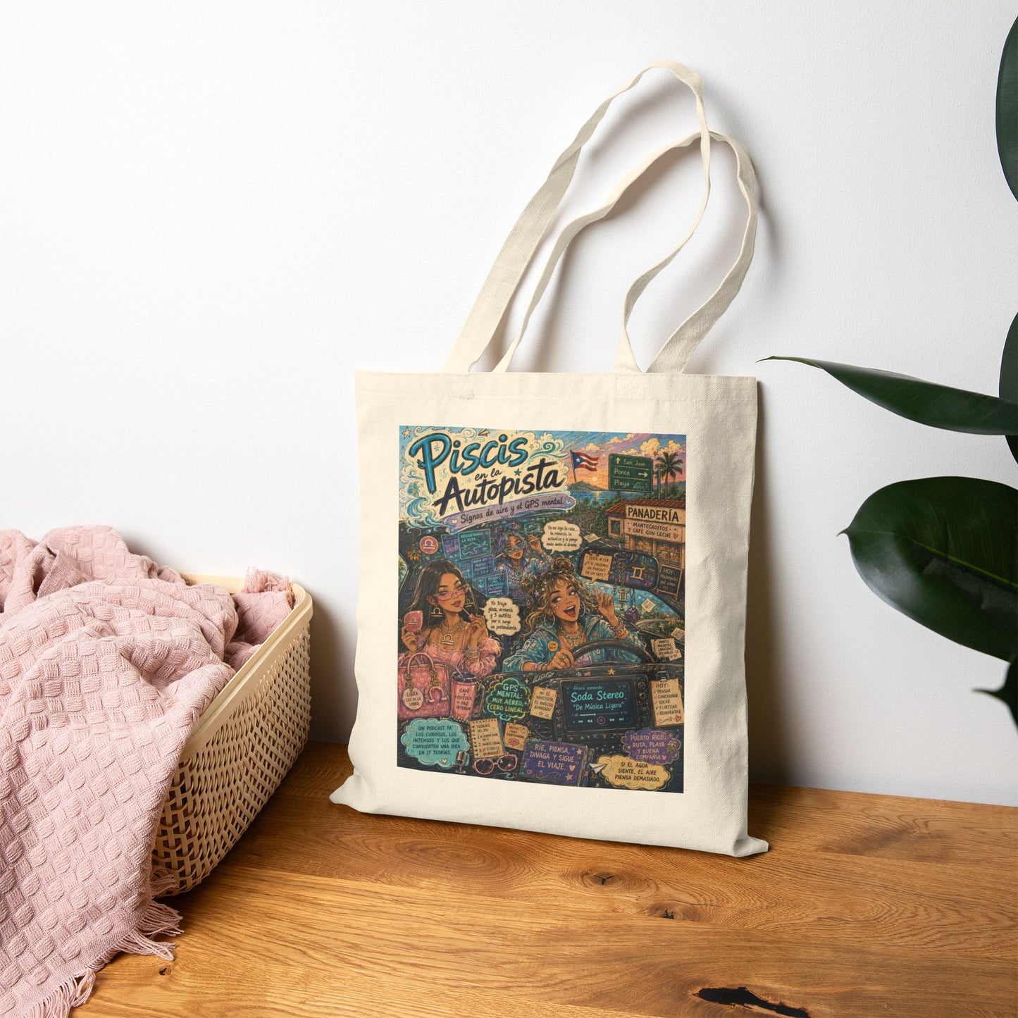 Zodiac Air Signs Roadtrip Cotton Tote — Boricua Ocean & Mountain Camping Design
