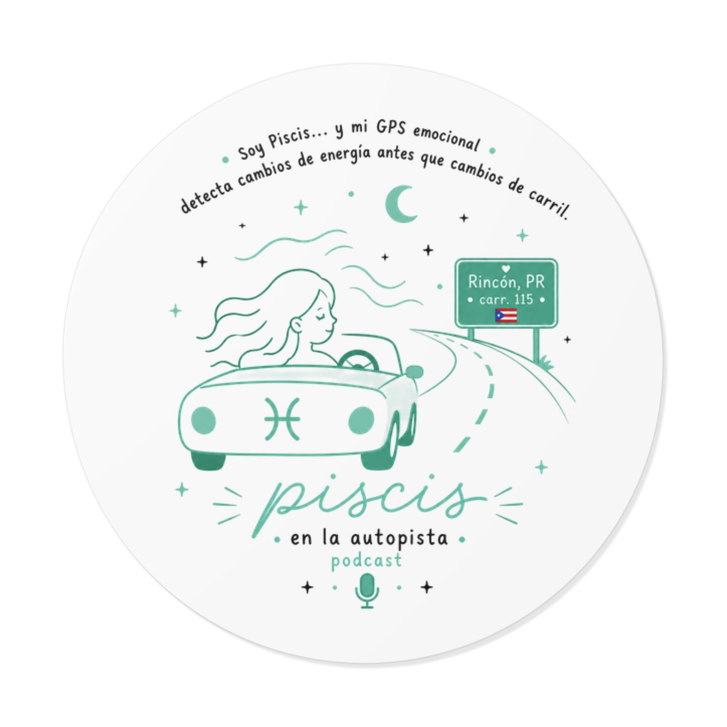 Piscis Vinyl Sticker — "Sigue las vibras" Waterproof Decal