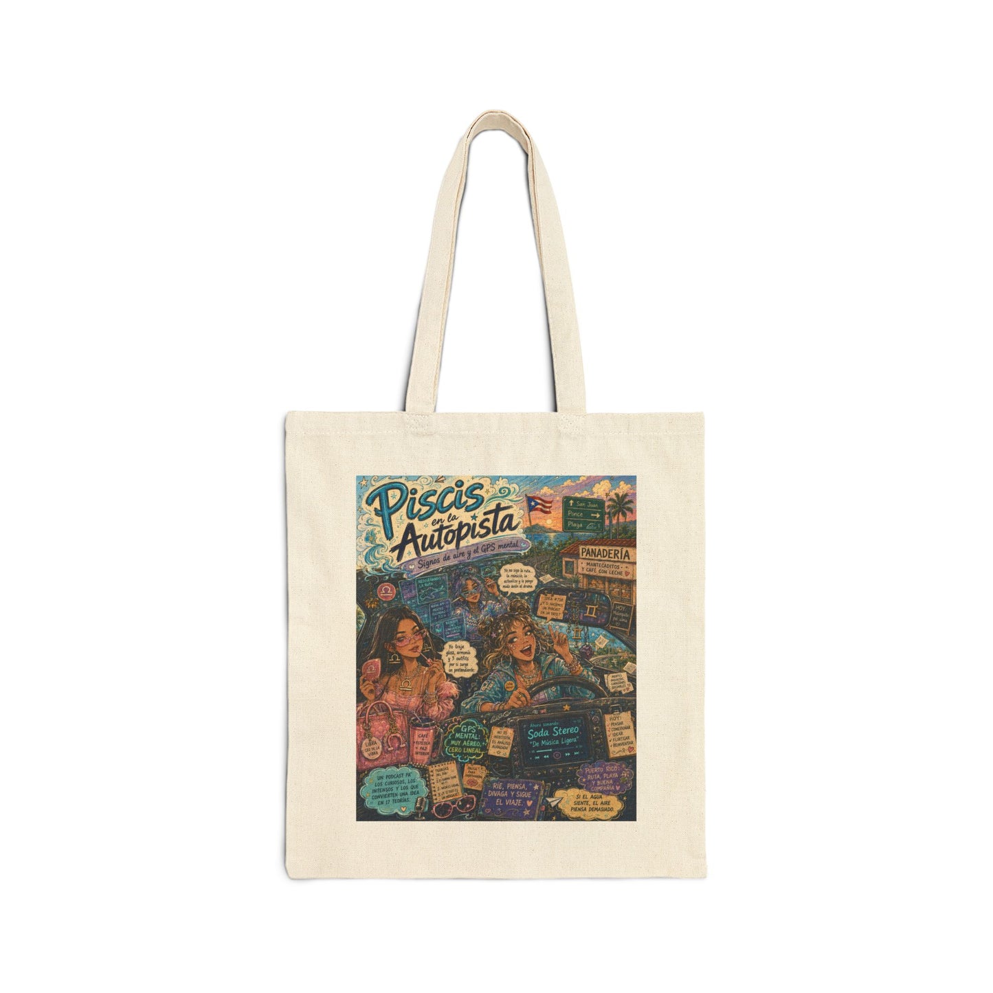 Zodiac Roadtrip Cotton Tote — Boricua Ocean & Mountain Camping Design